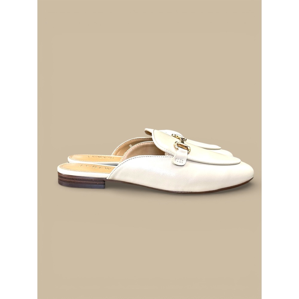 J.Crew NWOB Cream Leather Horsebit Mules Loafers Flat Shoes Women Size 7 - Picture 5 of 9